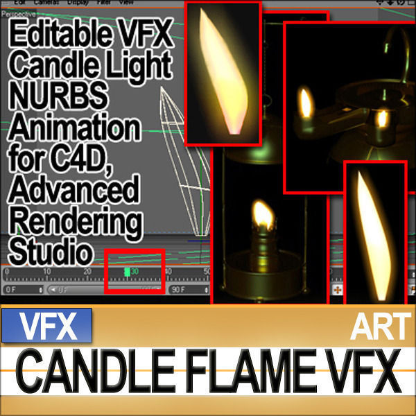 Visual FX Candle Flame Animation 90 Frames 3D model_2