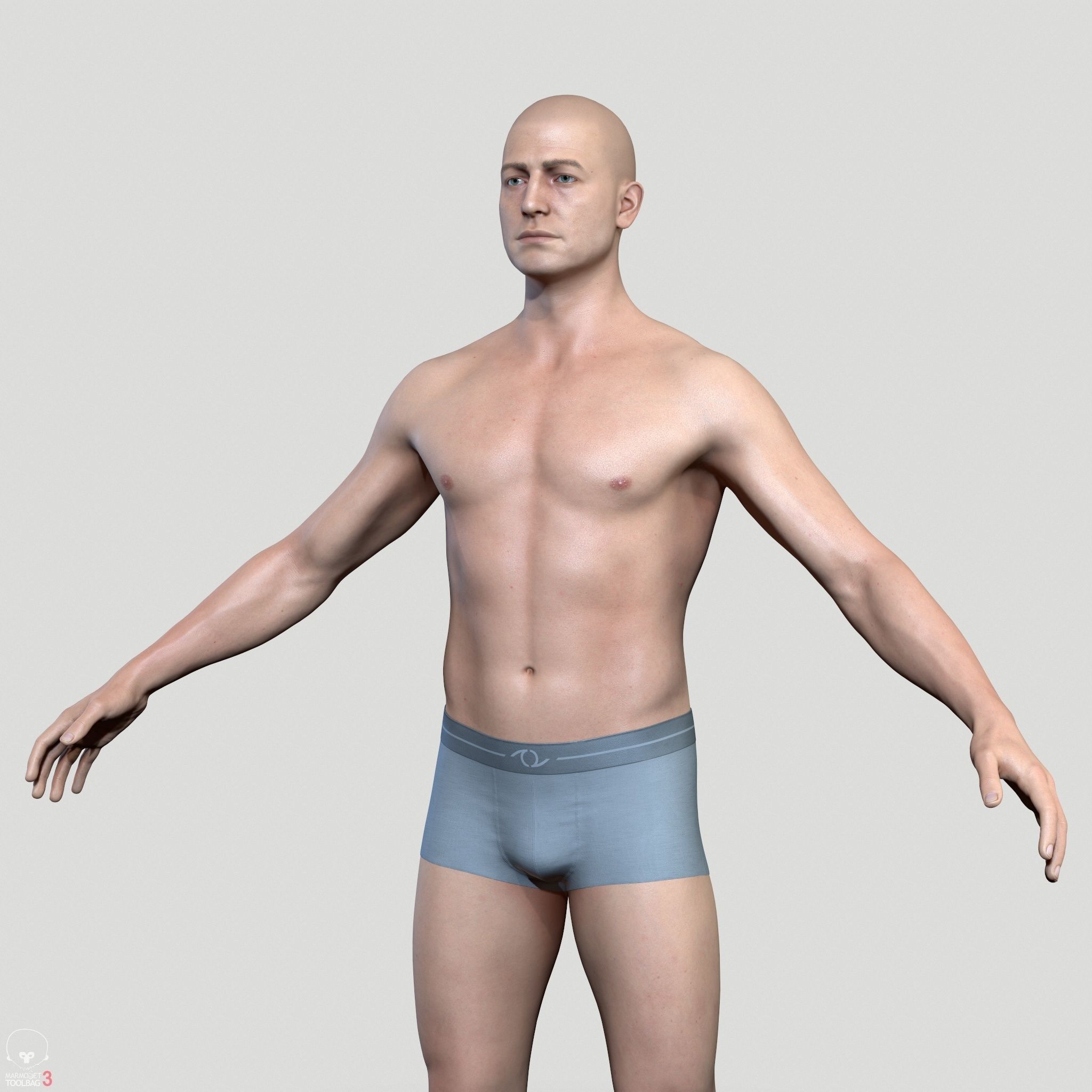 Average Caucasian Male Body Low-poly 3D model_22