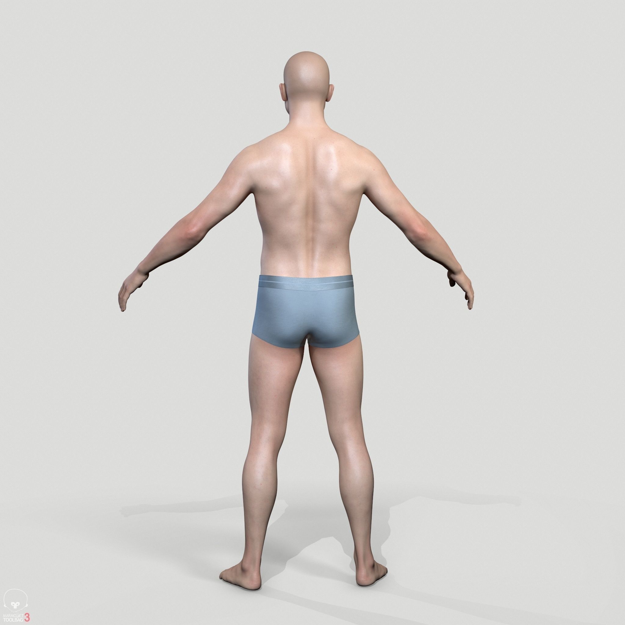 Average Caucasian Male Body Low-poly 3D model_17