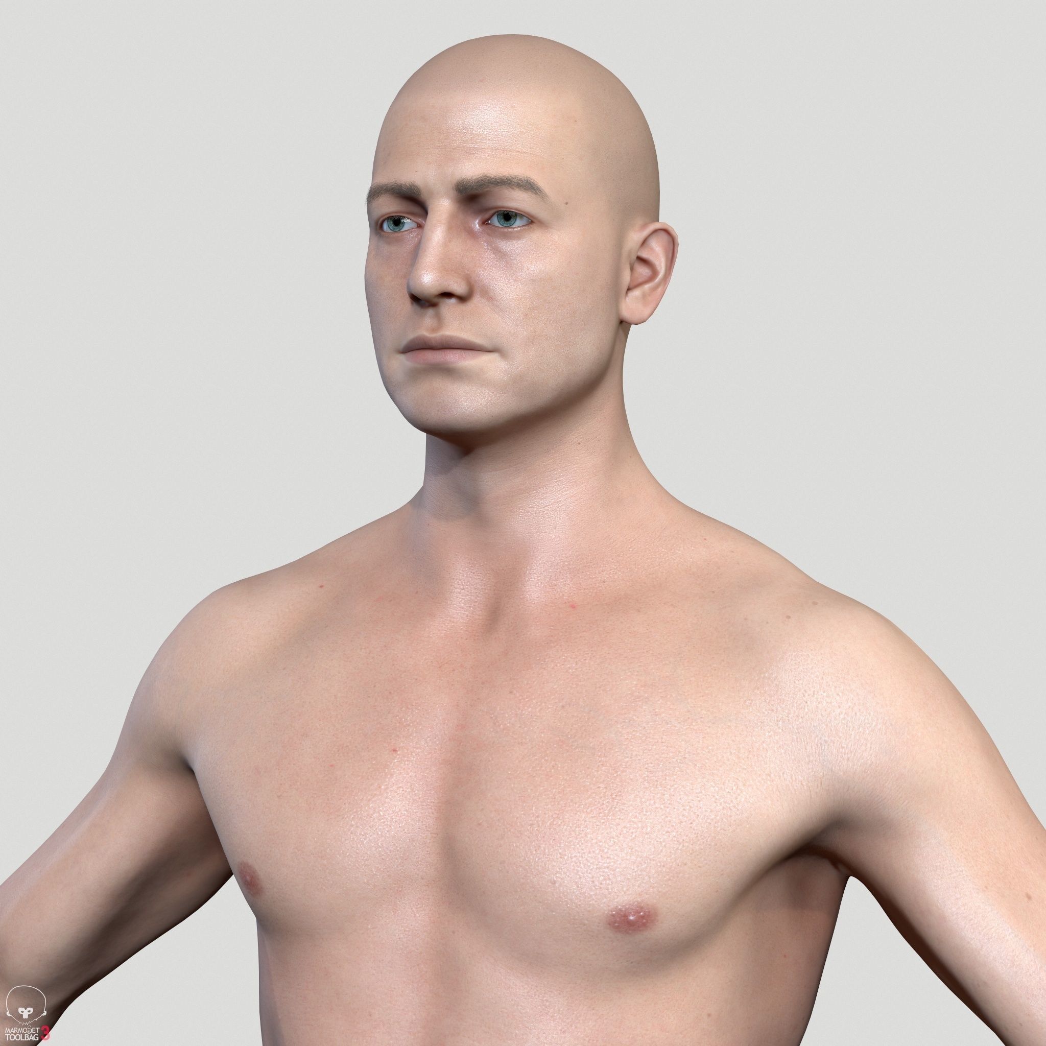 Average Caucasian Male Body Low-poly 3D model_23