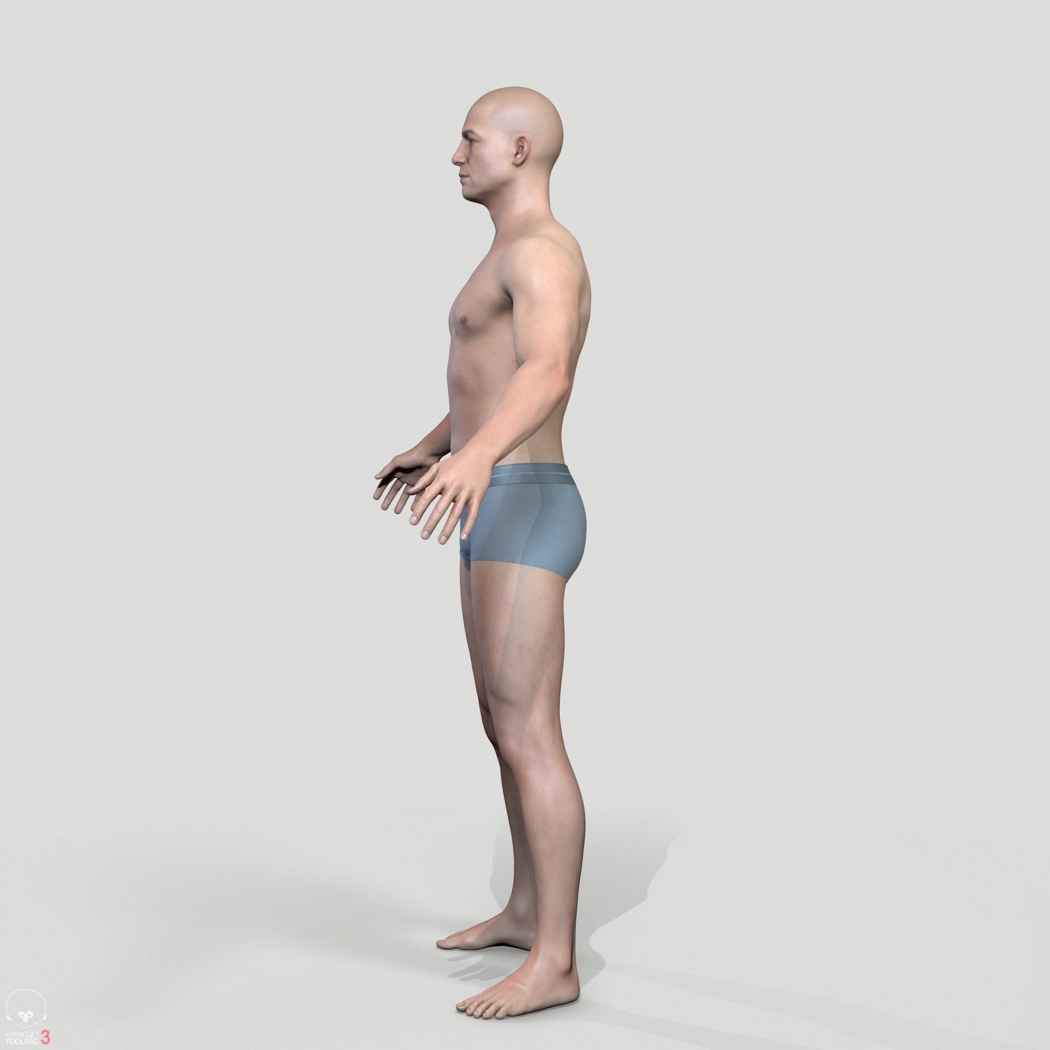 Average Caucasian Male Body Low-poly 3D model_20