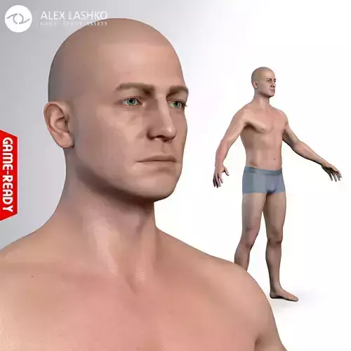 Average Caucasian Male Body Low-poly 3D model