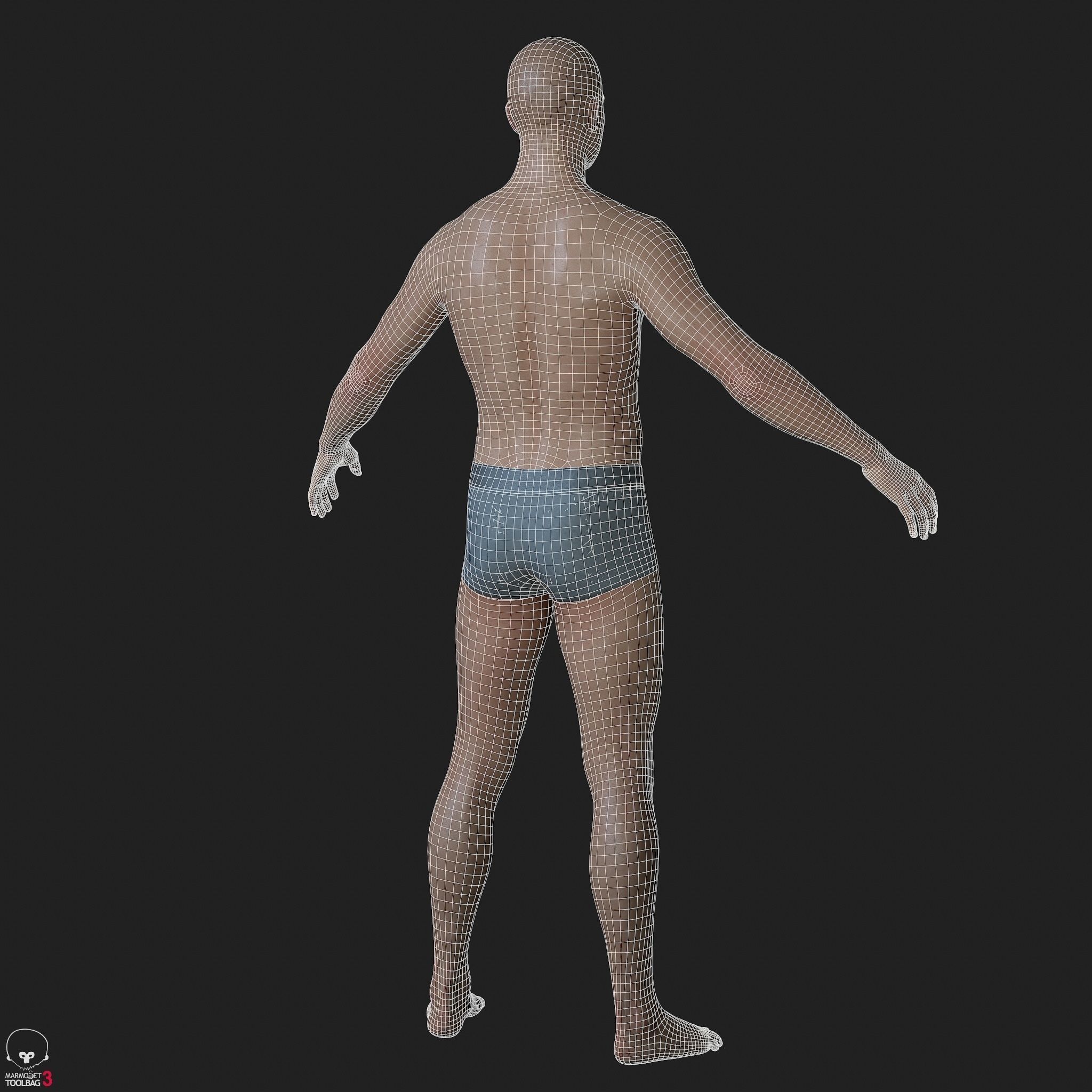 Average Caucasian Male Body Low-poly 3D model_41