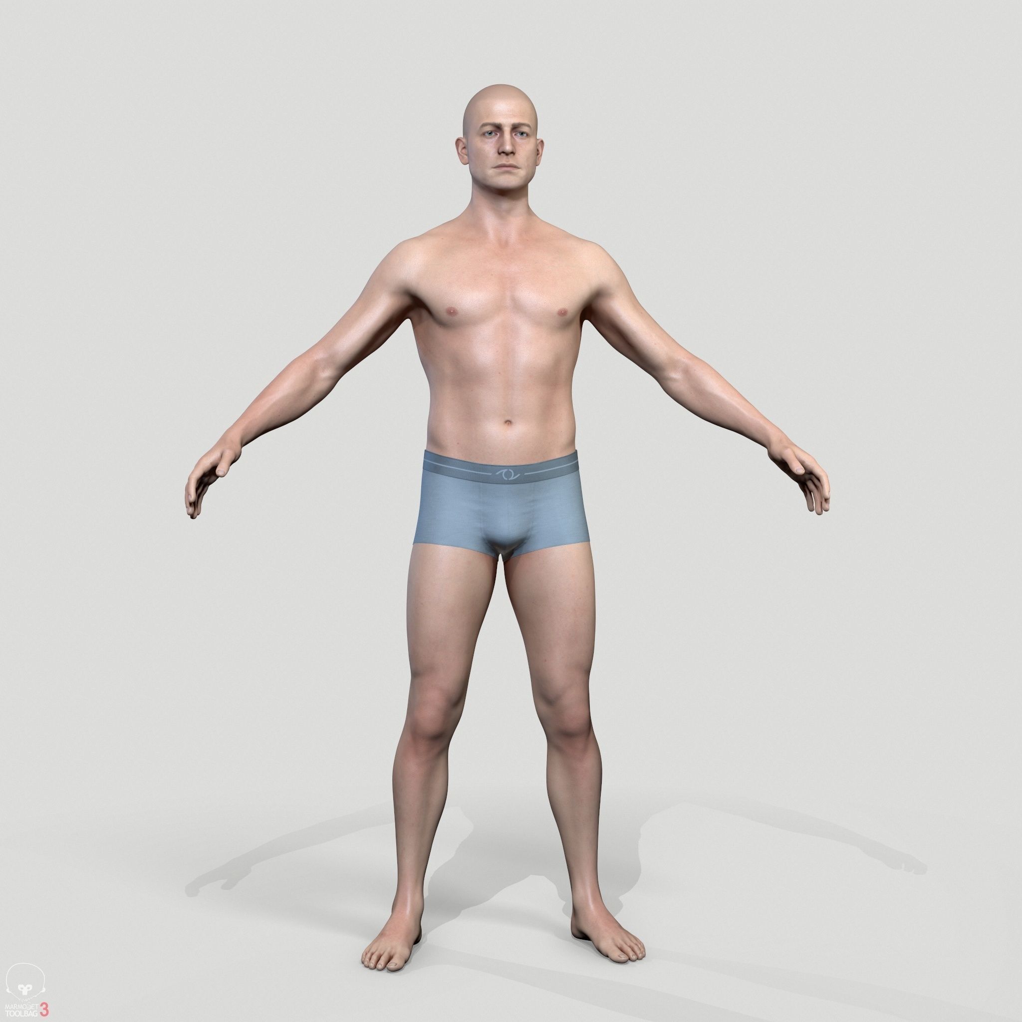 Average Caucasian Male Body Low-poly 3D model_11