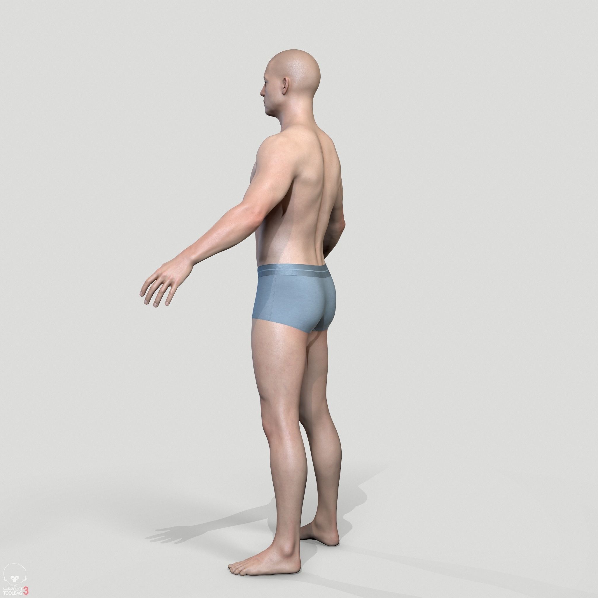 Average Caucasian Male Body Low-poly 3D model_19