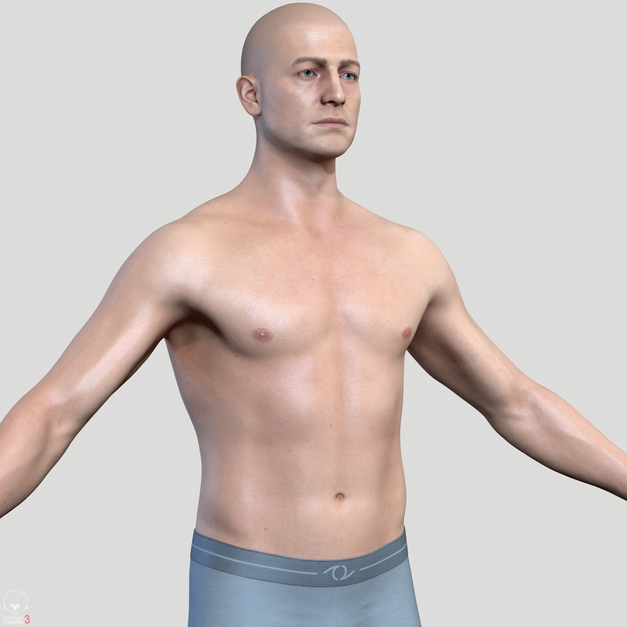 Average Caucasian Male Body Low-poly 3D model_27