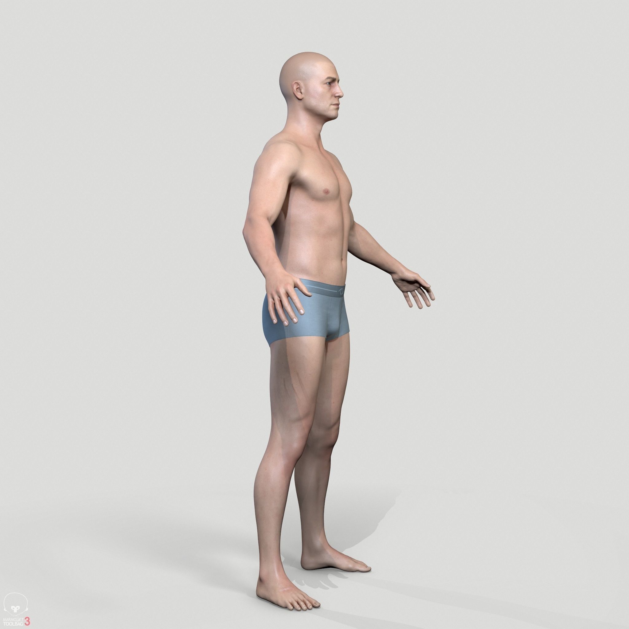Average Caucasian Male Body Low-poly 3D model_13