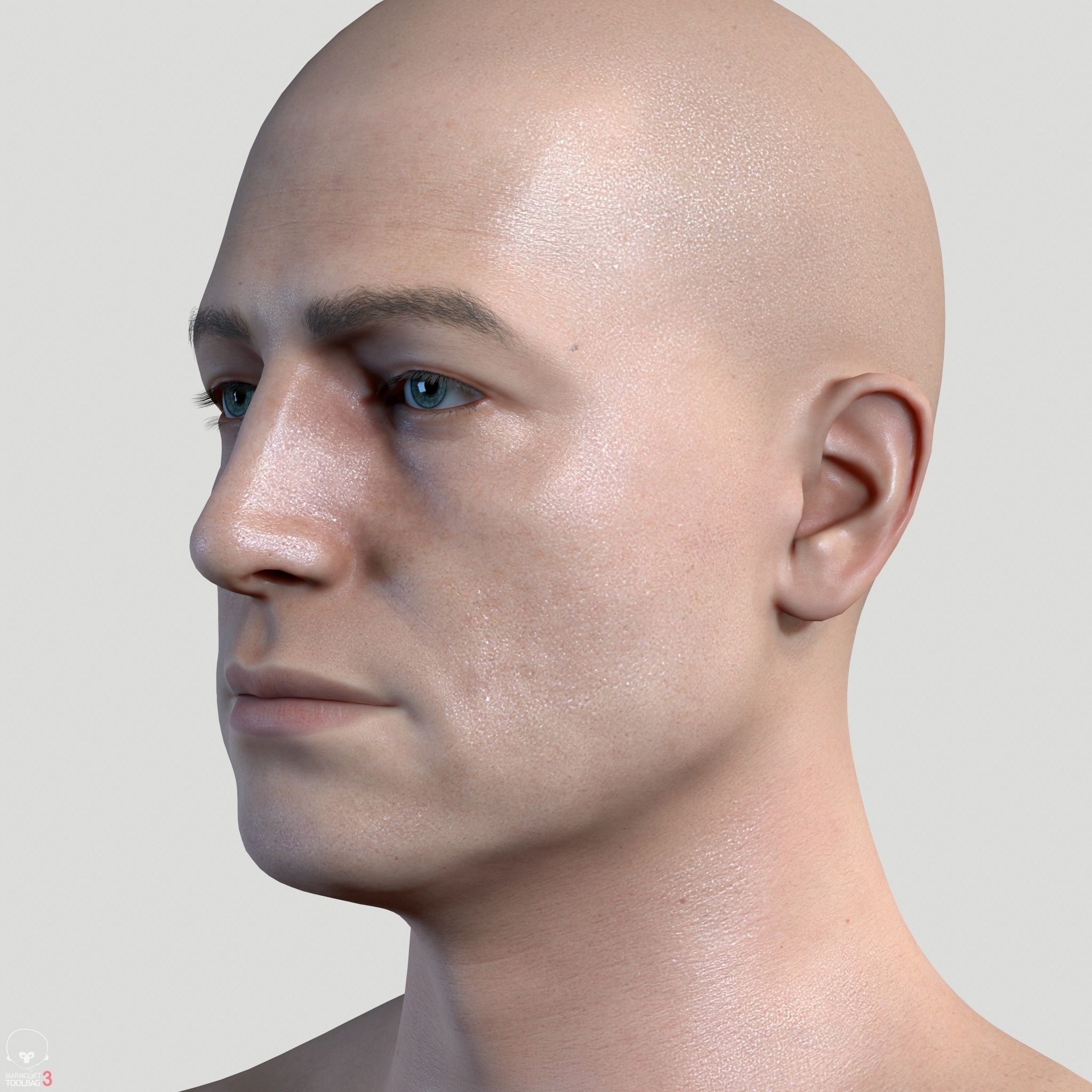 Average Caucasian Male Body Low-poly 3D model_3