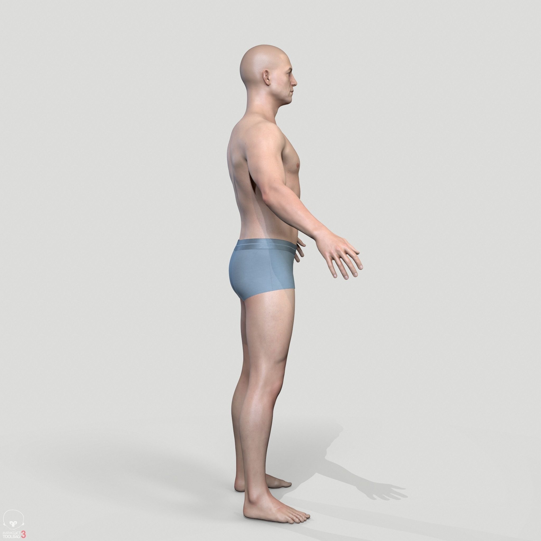 Average Caucasian Male Body Low-poly 3D model_14