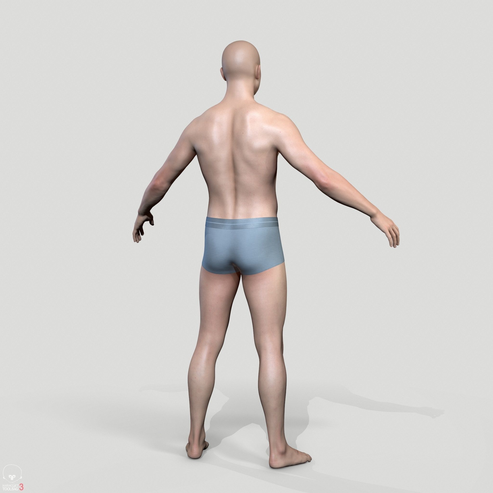 Average Caucasian Male Body Low-poly 3D model_16