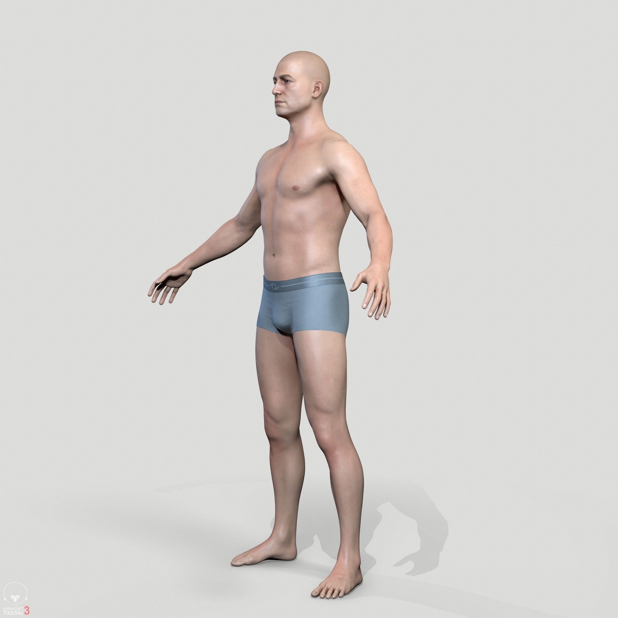 Average Caucasian Male Body Low-poly 3D model_21