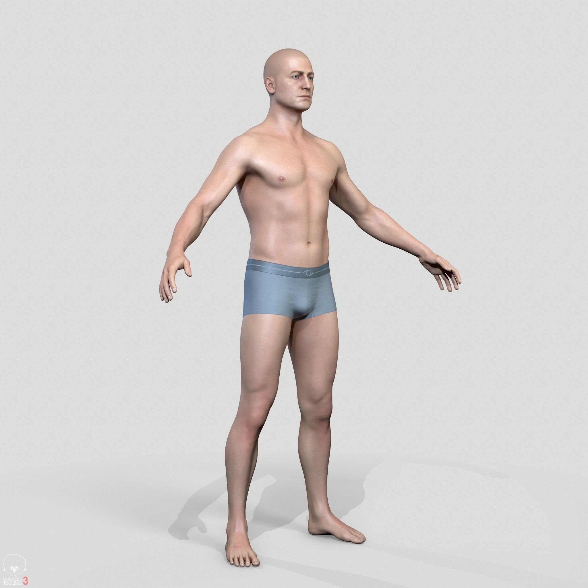 Average Caucasian Male Body Low-poly 3D model_12