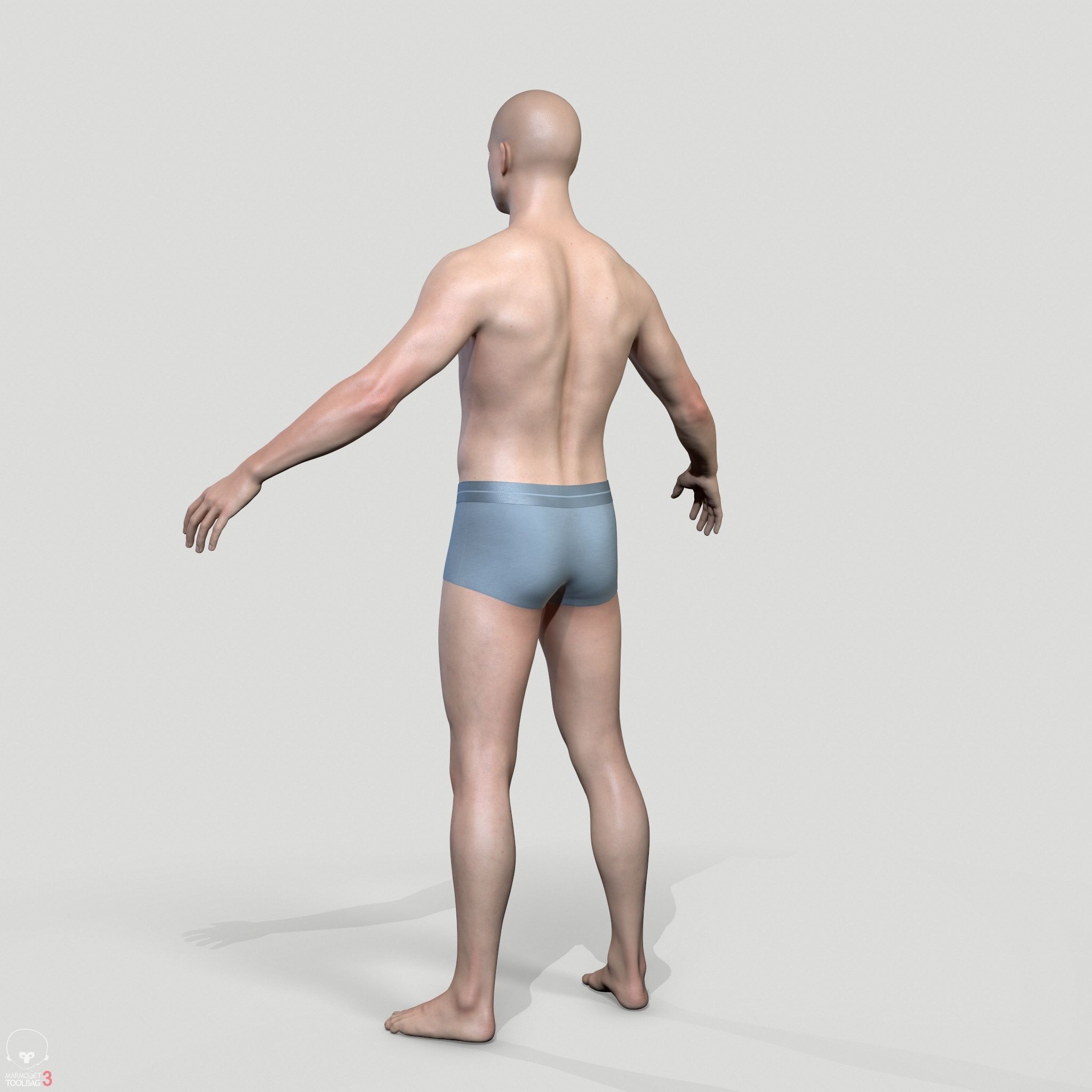 Average Caucasian Male Body Low-poly 3D model_18