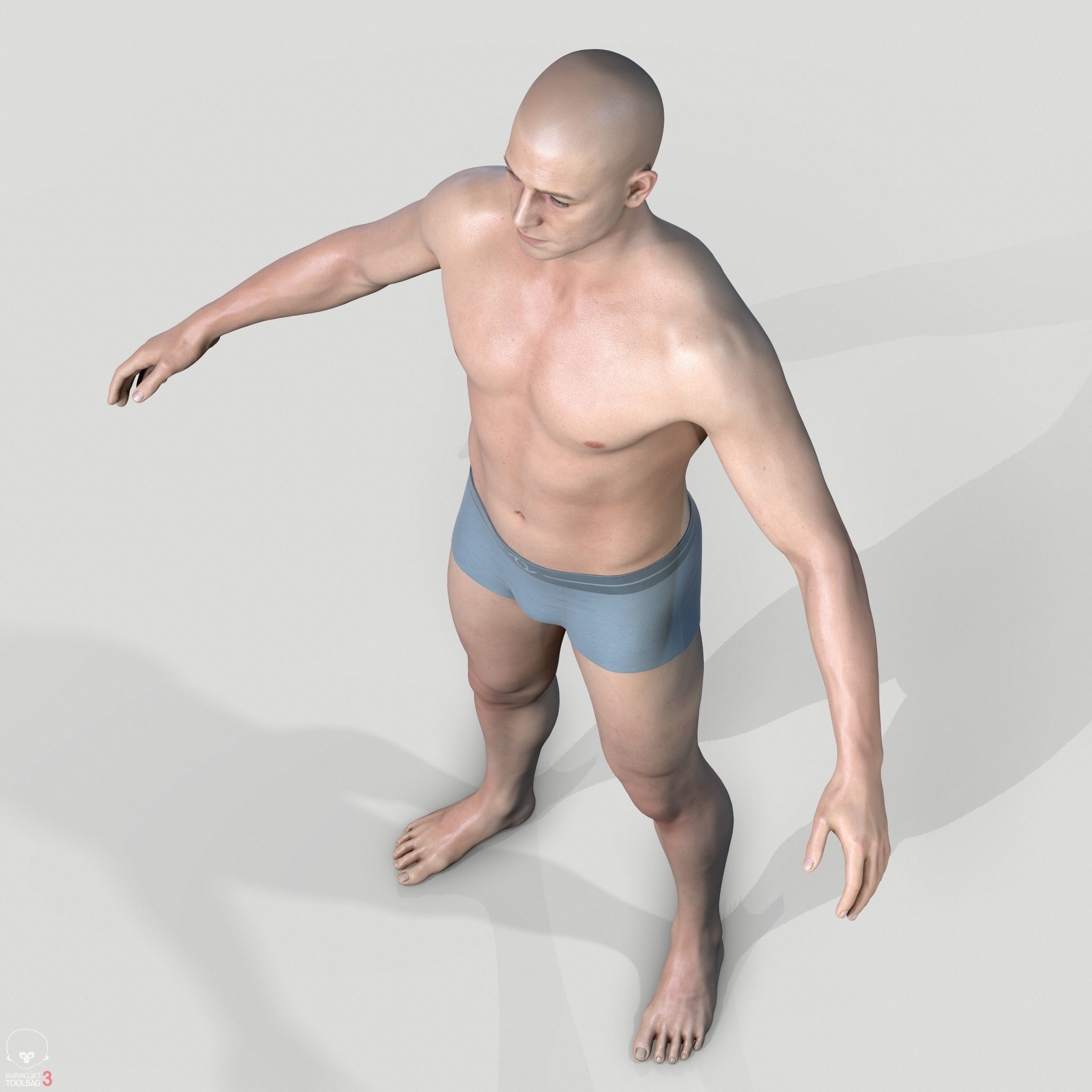 Average Caucasian Male Body Low-poly 3D model_30