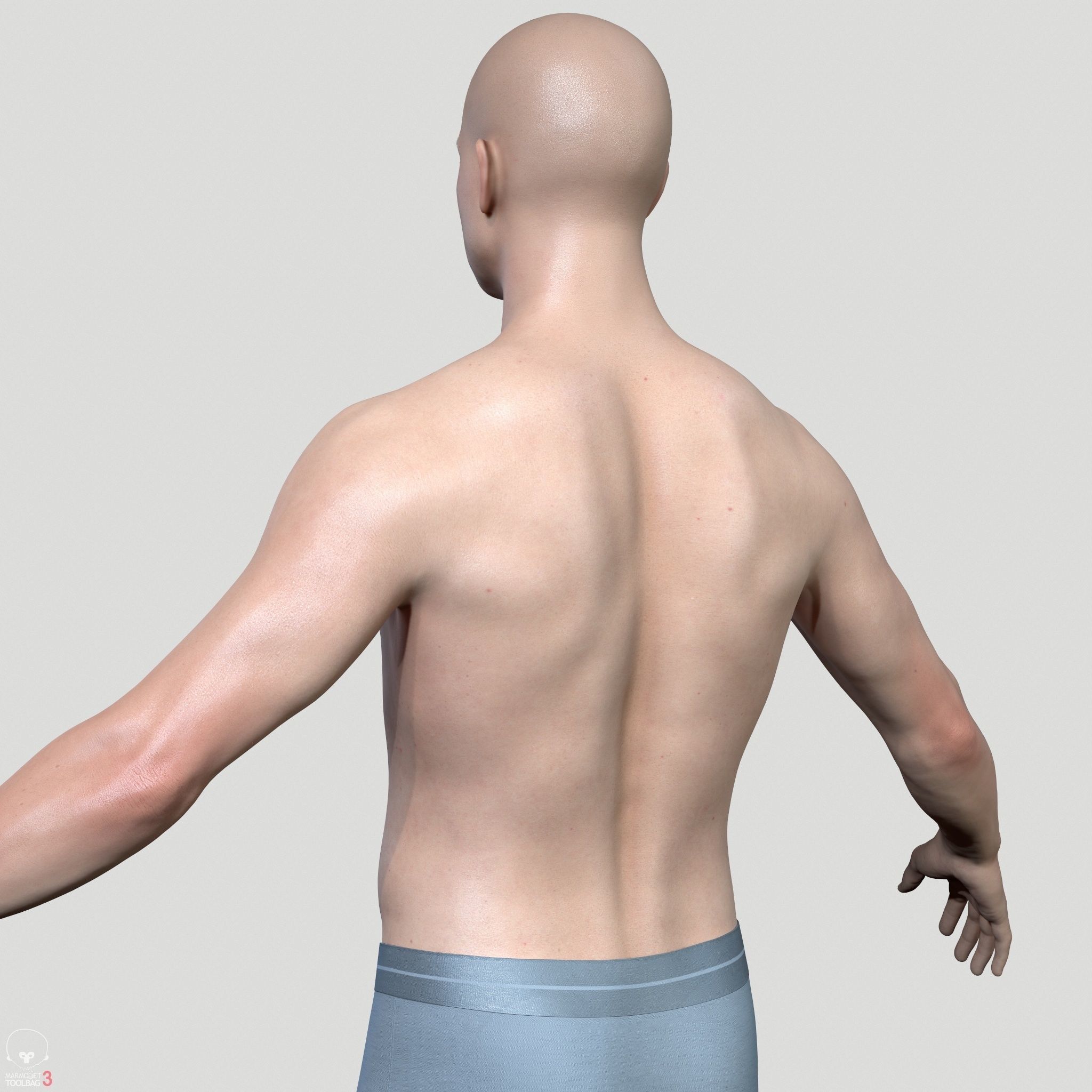 Average Caucasian Male Body Low-poly 3D model_28