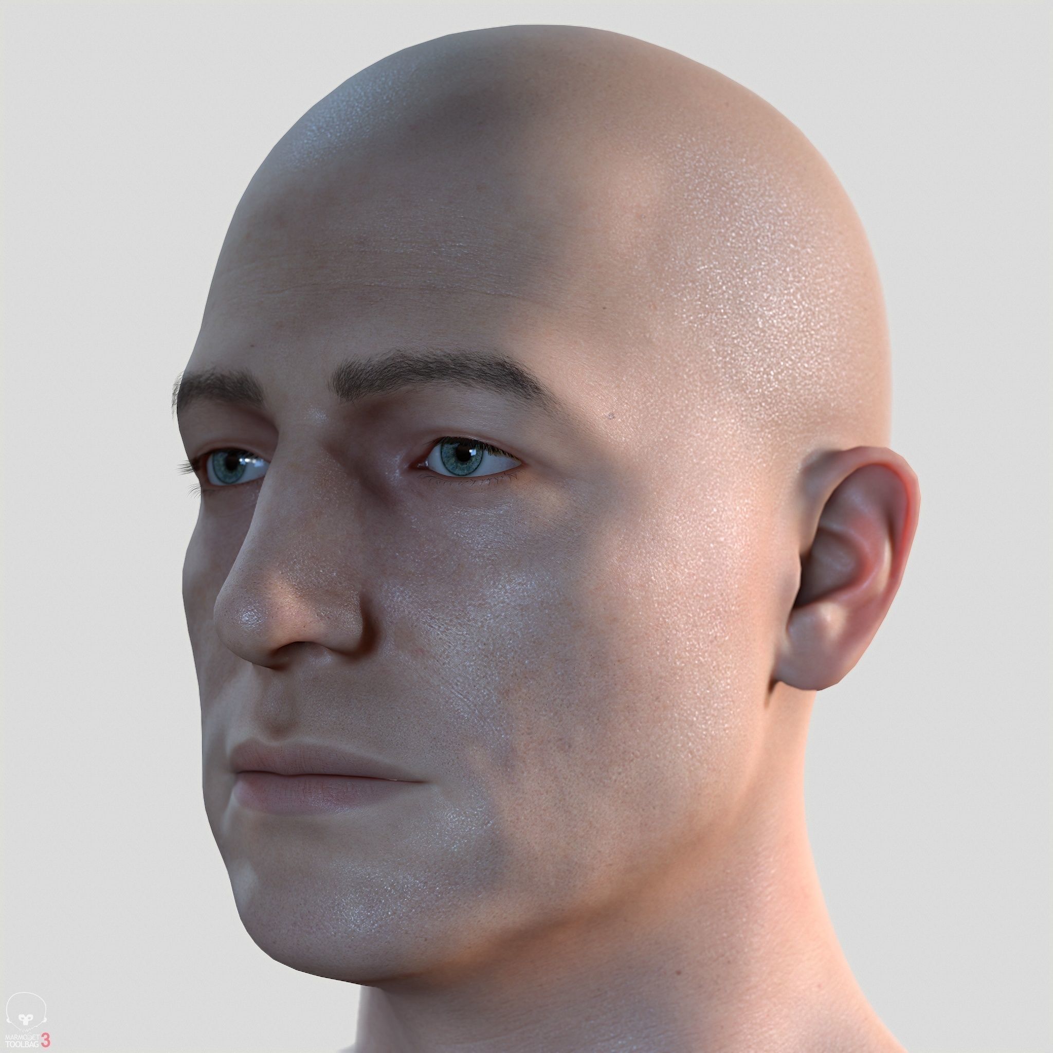 Average Caucasian Male Body Low-poly 3D model_9