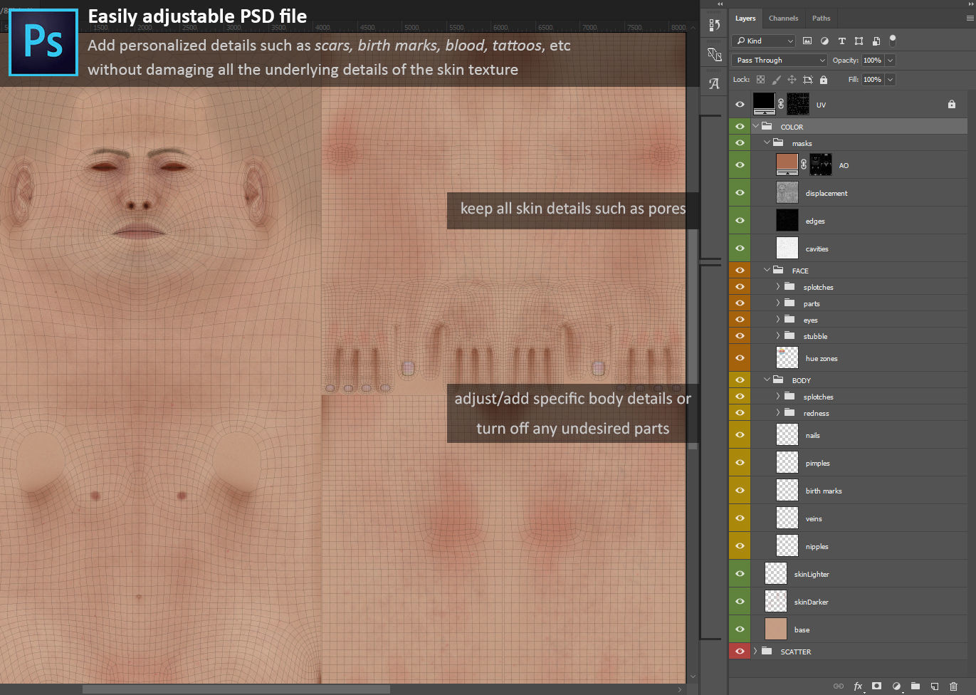 Average Caucasian Male Body Low-poly 3D model_66