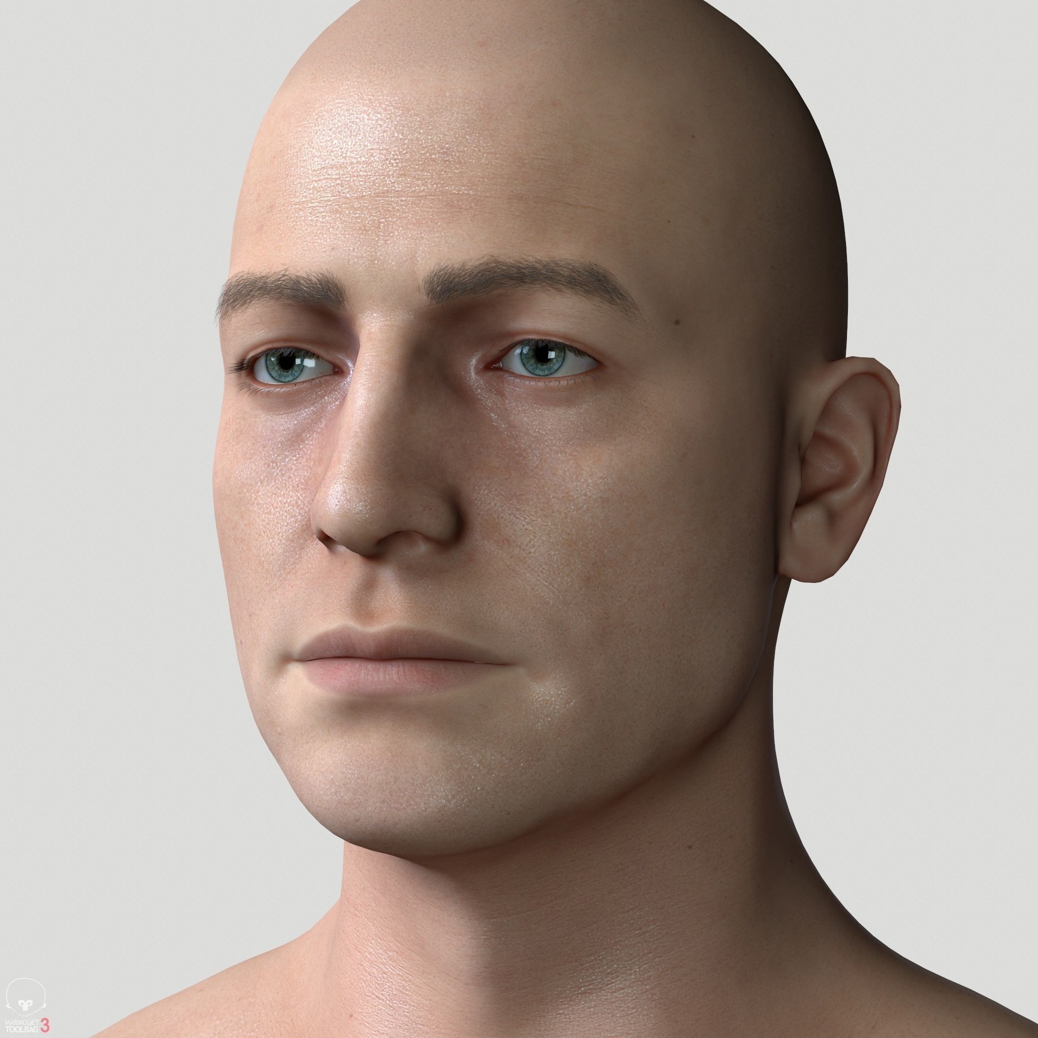 Average Caucasian Male Body Low-poly 3D model_24