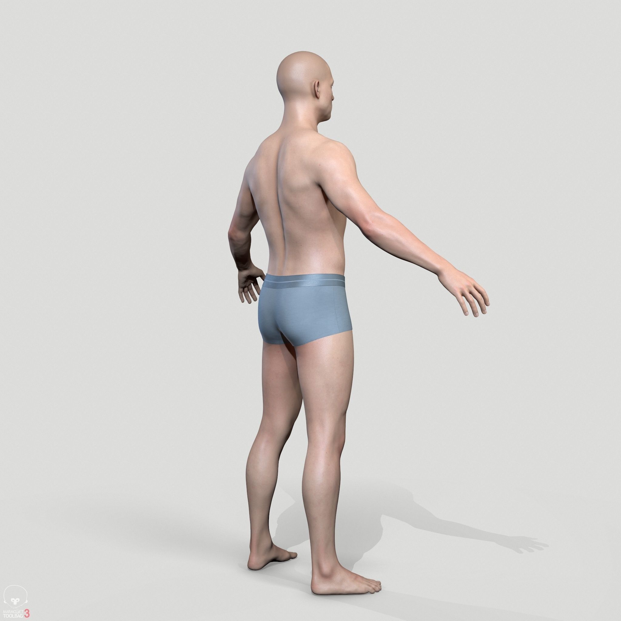 Average Caucasian Male Body Low-poly 3D model_15