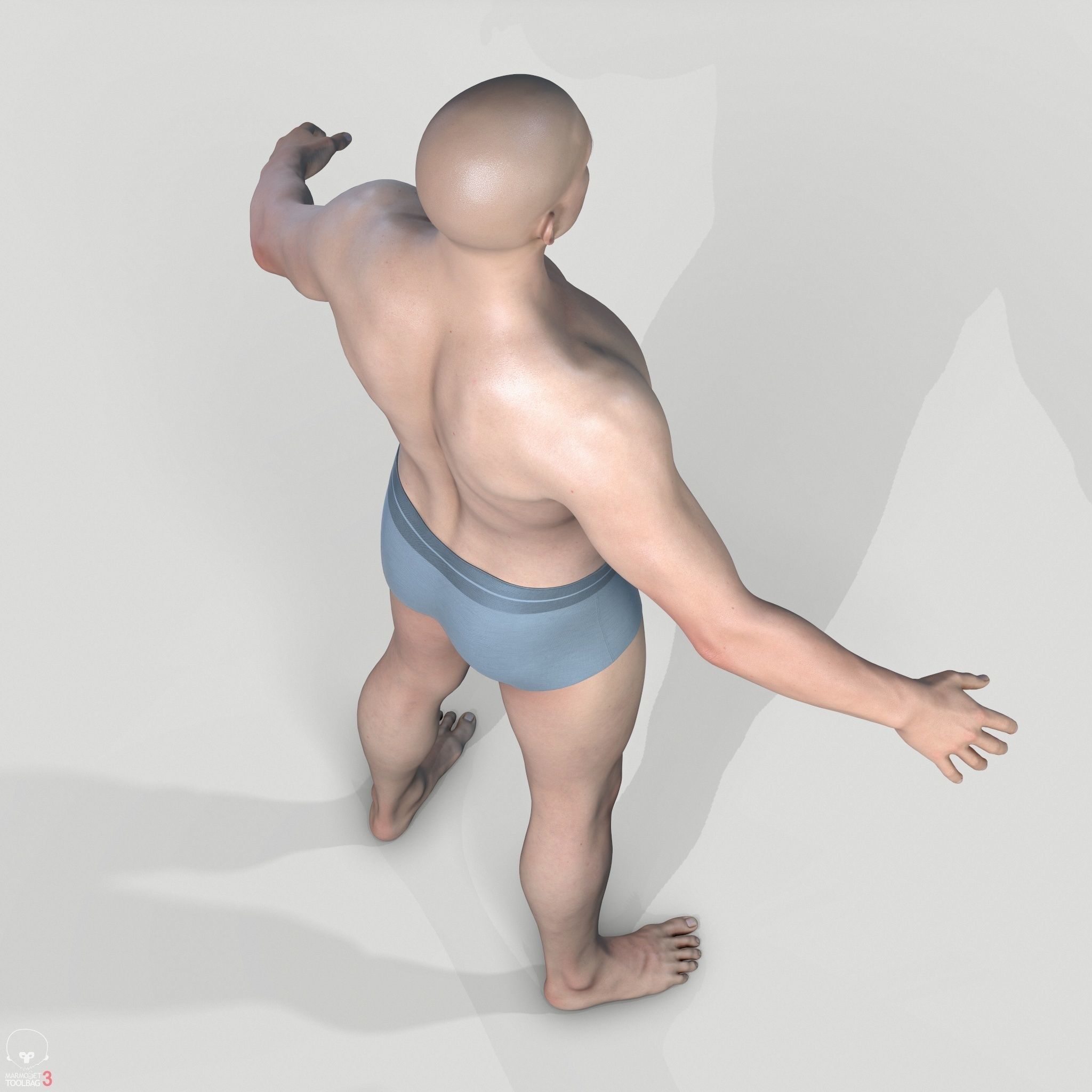 Average Caucasian Male Body Low-poly 3D model_31