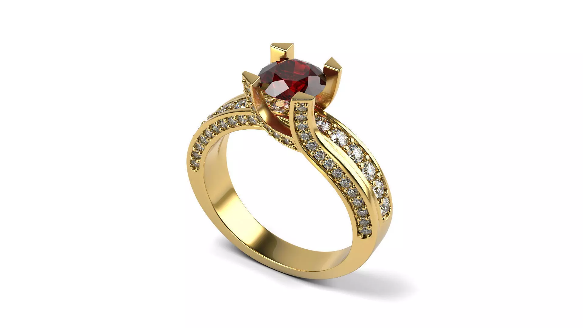 Red Gem Full Pave Ring 3D print model_0