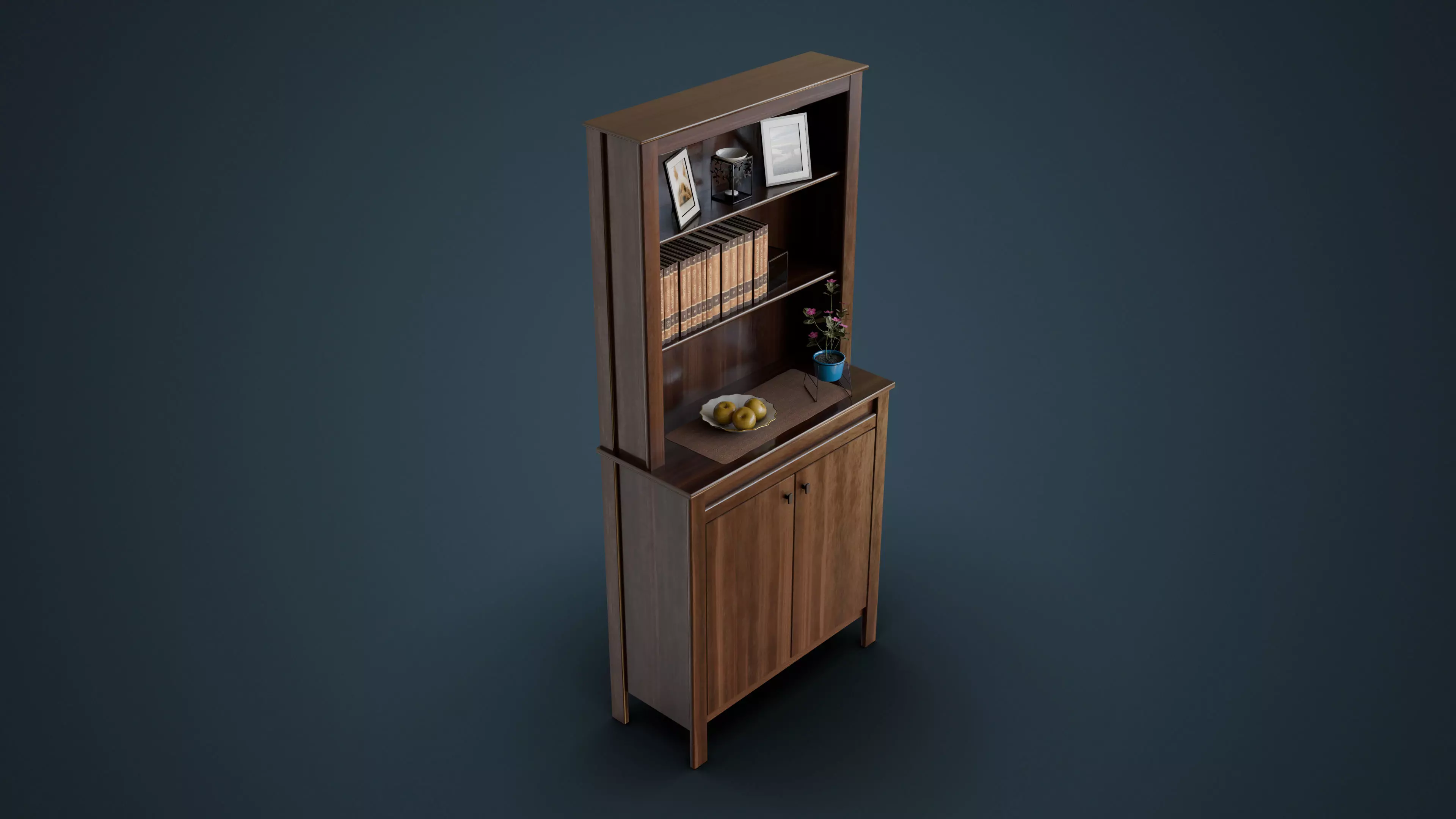 Display Cupboard Low-poly 3D model_0