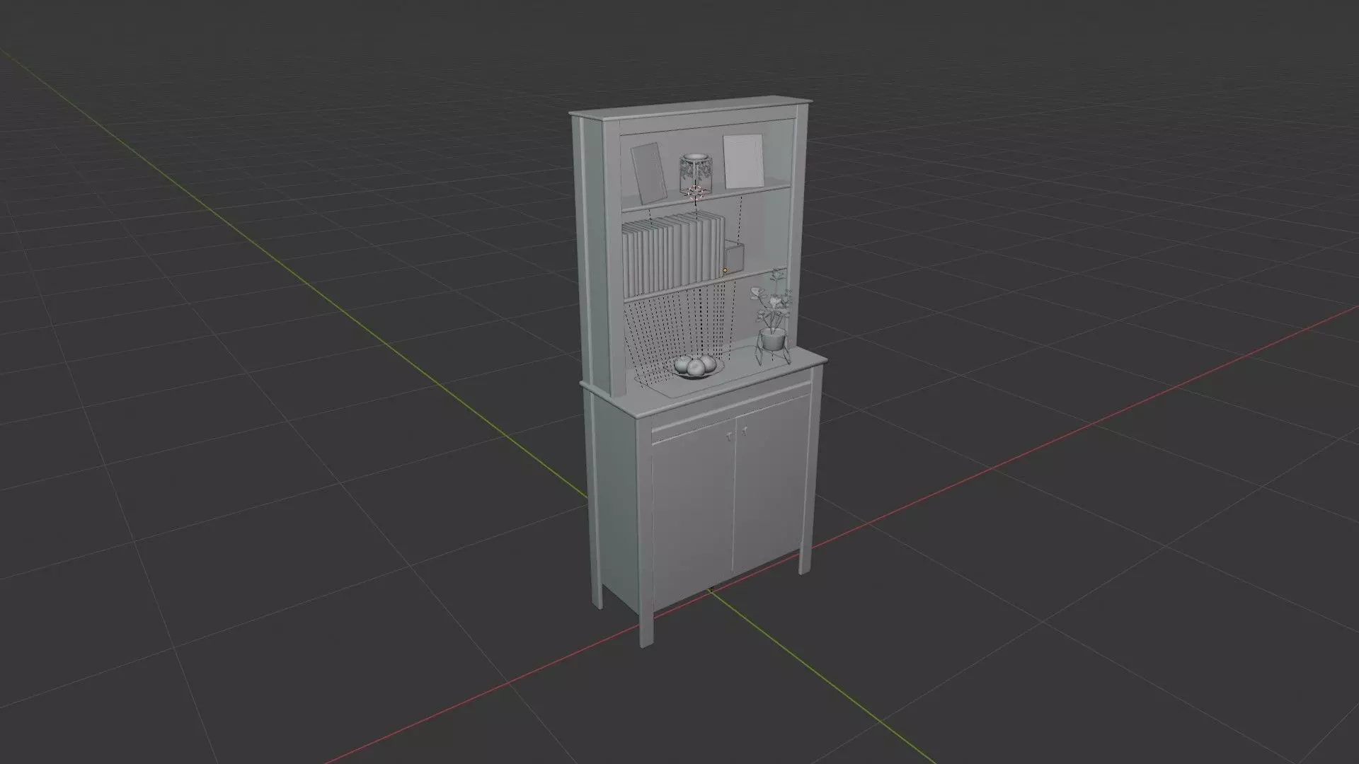Display Cupboard Low-poly 3D model_9
