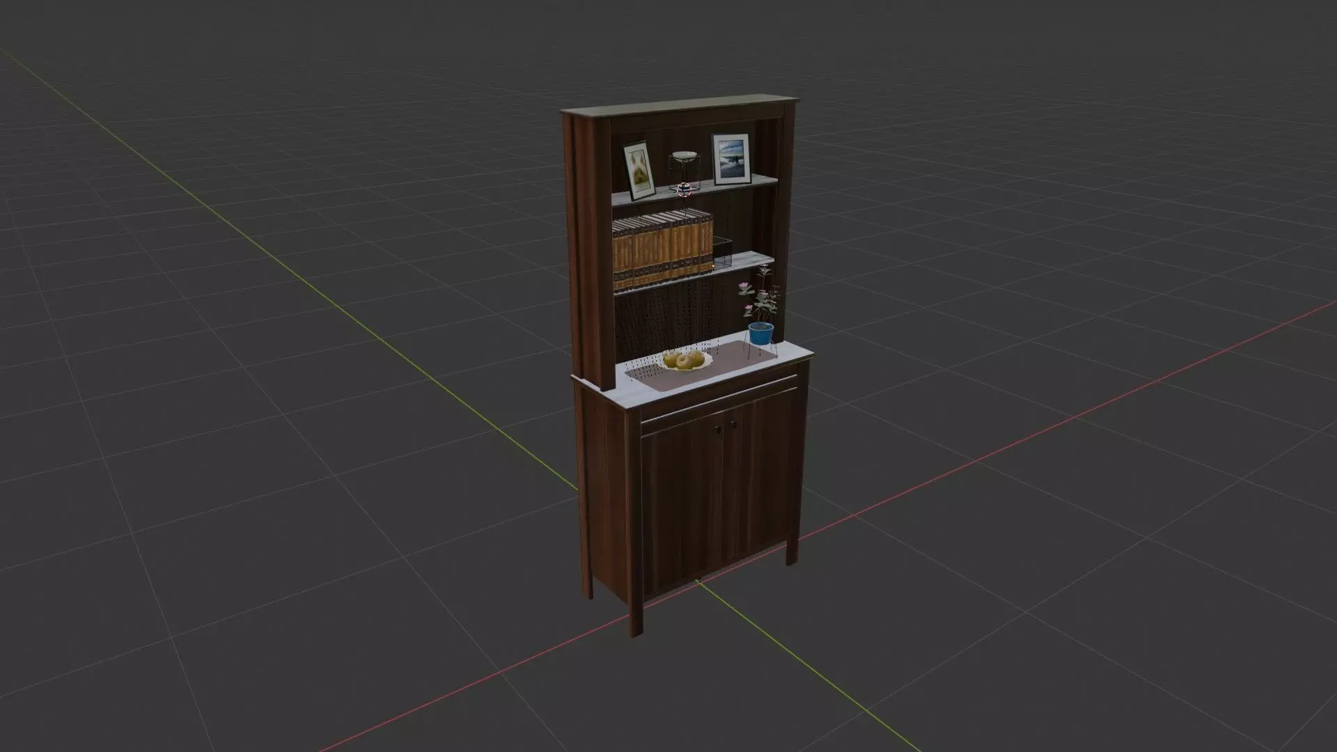 Display Cupboard Low-poly 3D model_8