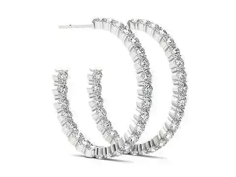Earring-2 diamond hoop earrings gold