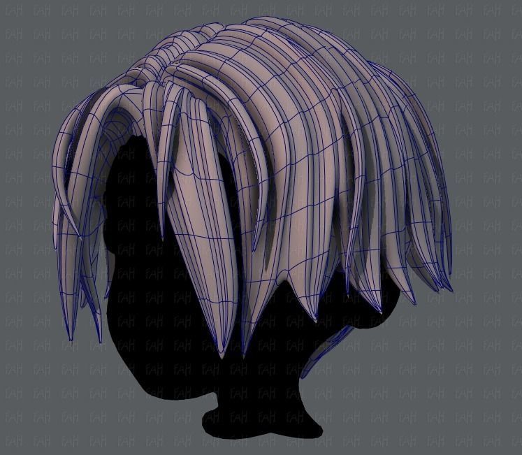 3D Hair style for boy V35 Low-poly 3D model_16
