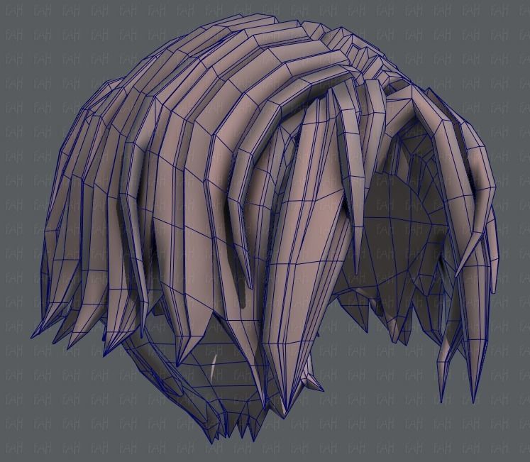 3D Hair style for boy V35 Low-poly 3D model_44