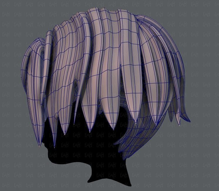 3D Hair style for boy V35 Low-poly 3D model_15