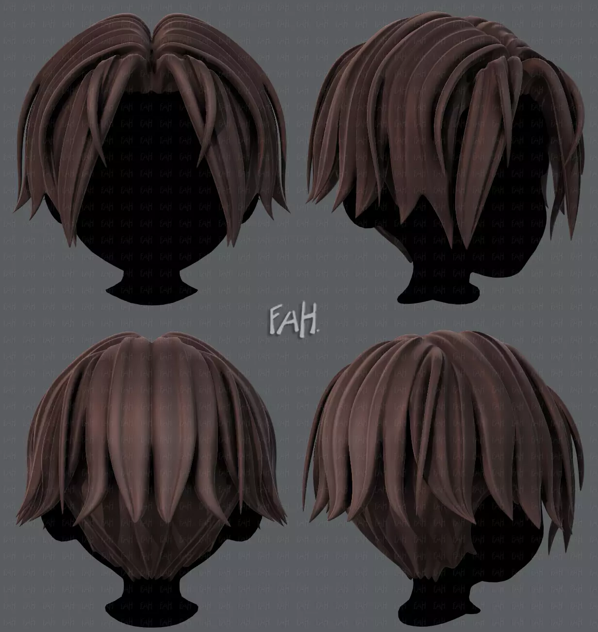 3D Hair style for boy V35 Low-poly 3D model_0
