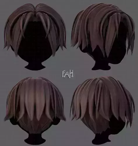 3D Hair style for boy V35 Low-poly 3D model