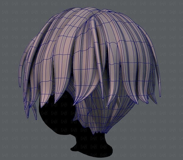3D Hair style for boy V35 Low-poly 3D model_14