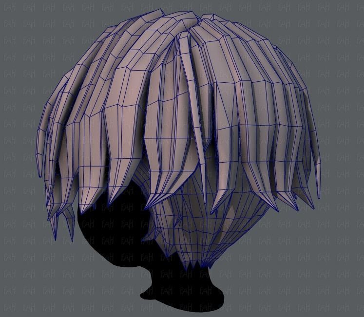 3D Hair style for boy V35 Low-poly 3D model_30