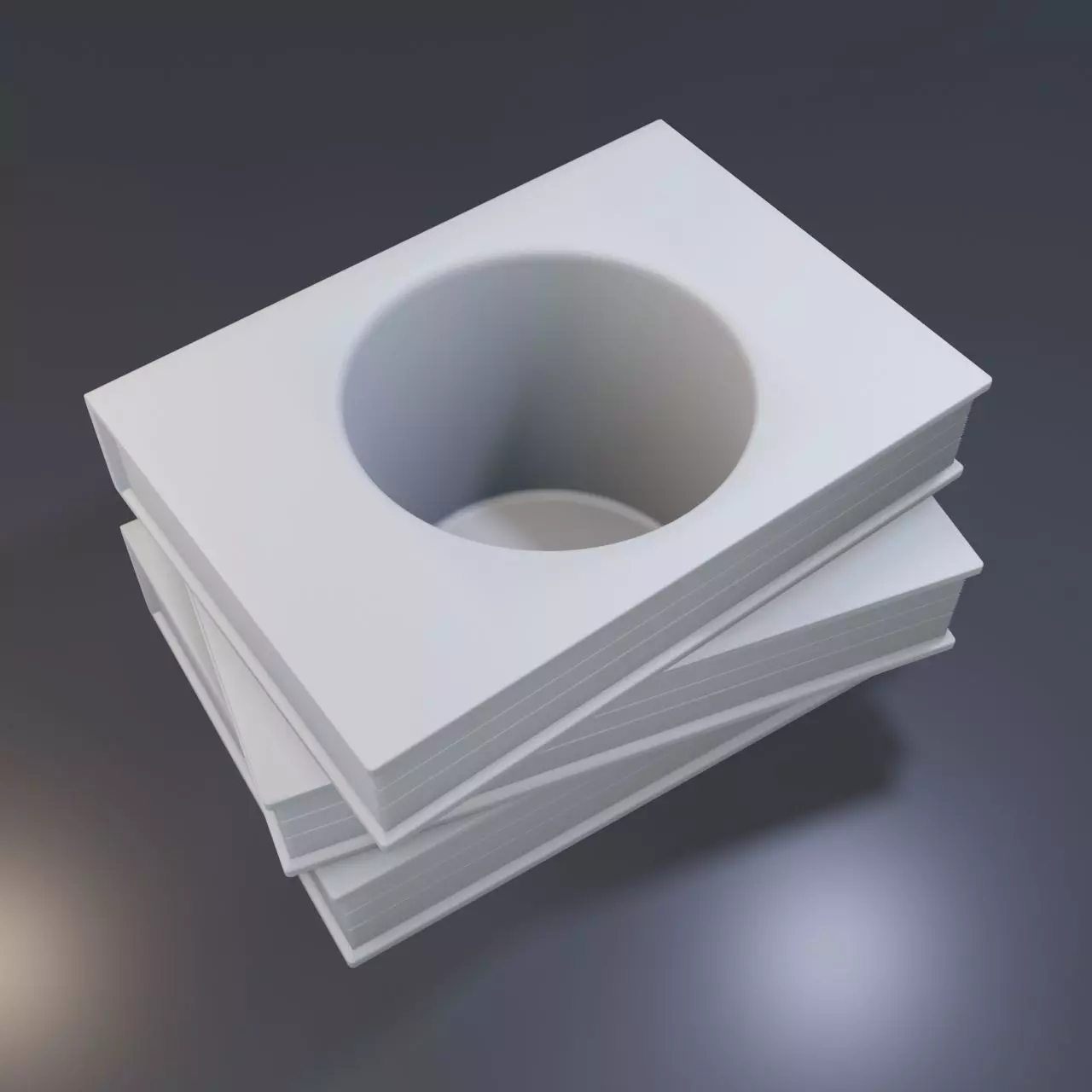Three books with a hole 3D print model_0
