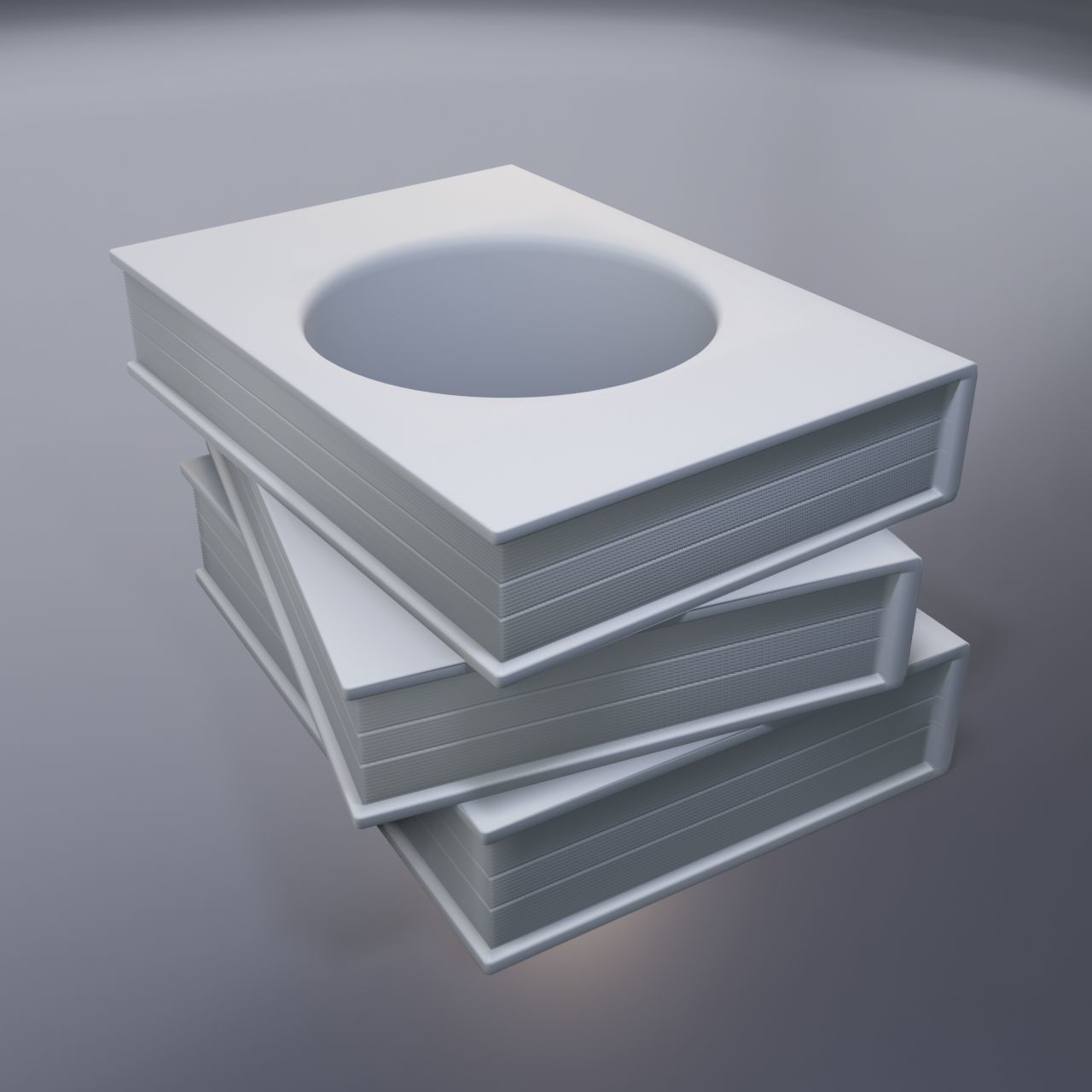Three books with a hole 3D print model_5
