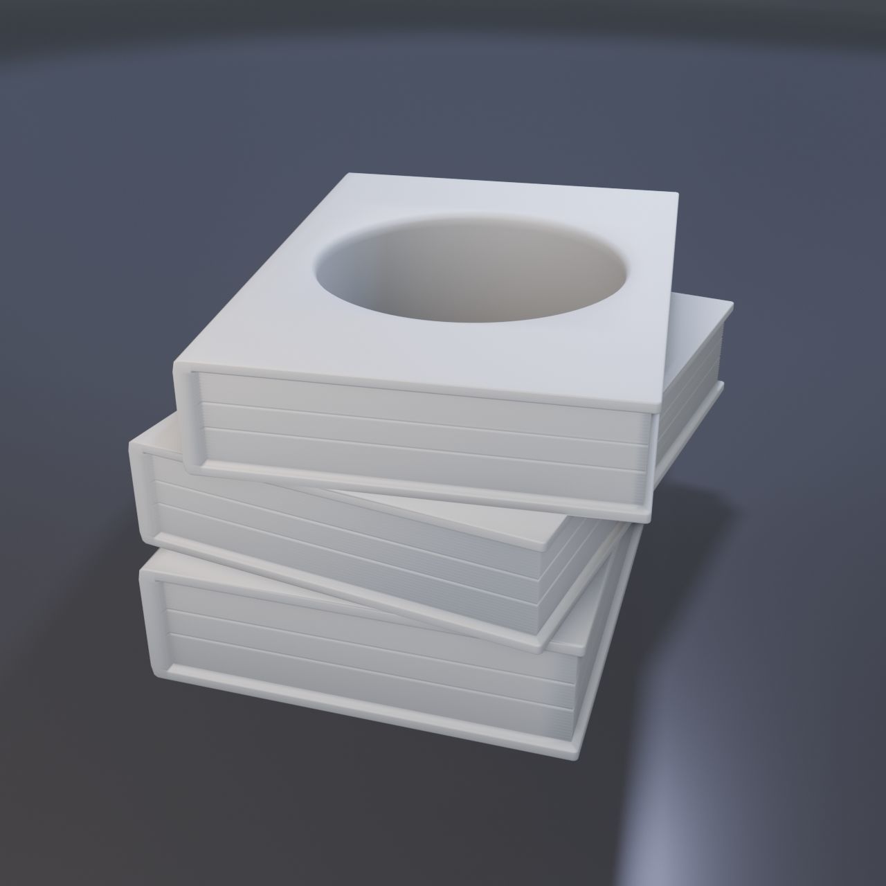 Three books with a hole 3D print model_3