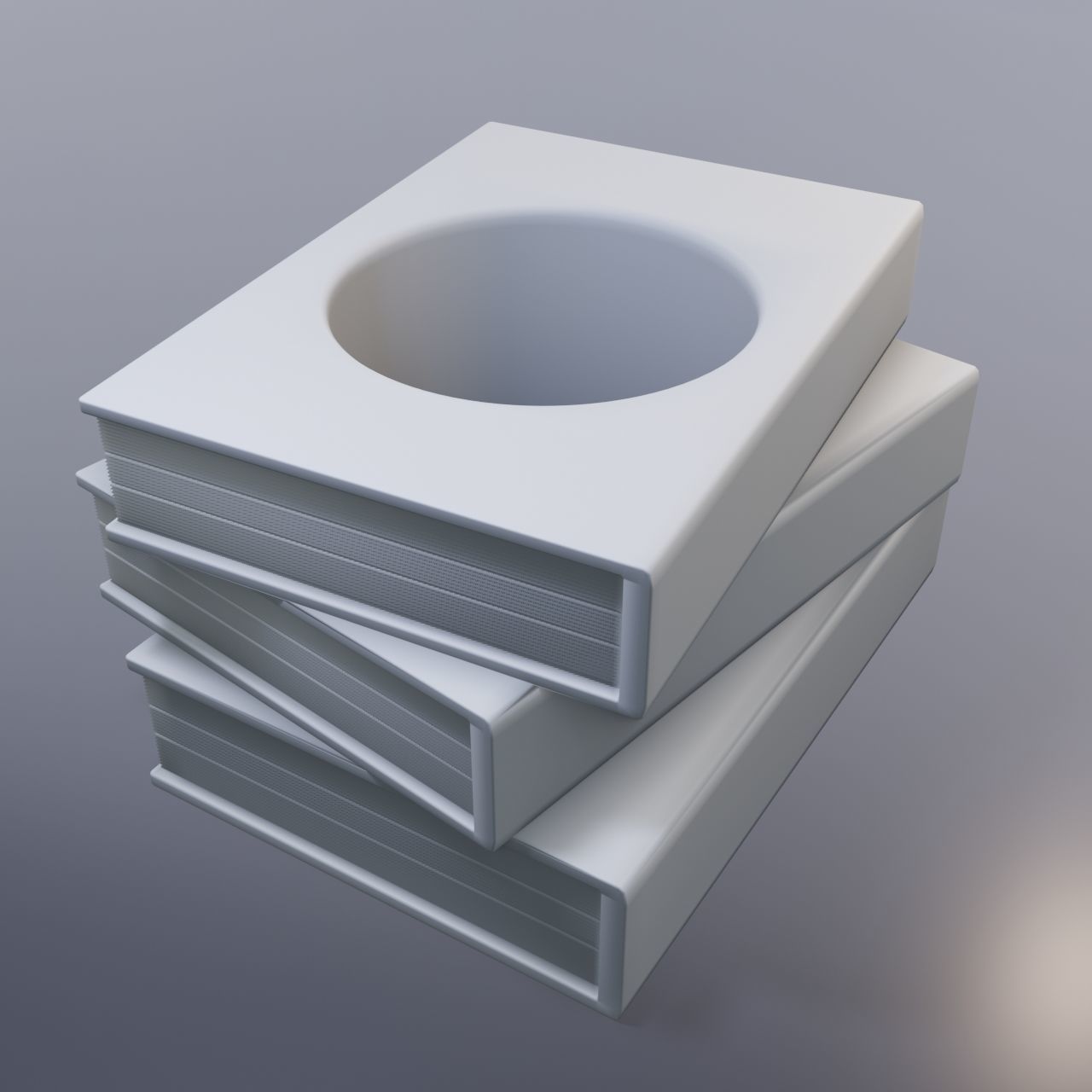 Three books with a hole 3D print model_4