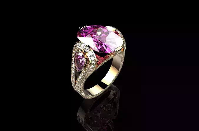 Cushion Pink Sapphire Ring with Diamond Halo in 18K 
