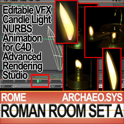 Ancient Roman Room Set A  12 Models with Candle Flame VFX 3D model_21