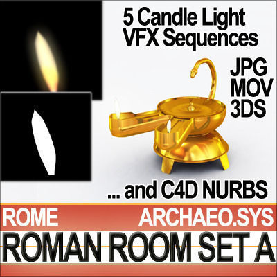 Ancient Roman Room Set A  12 Models with Candle Flame VFX 3D model_19
