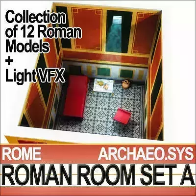 Ancient Roman Room Set A  12 Models with Candle Flame VFX 3D model