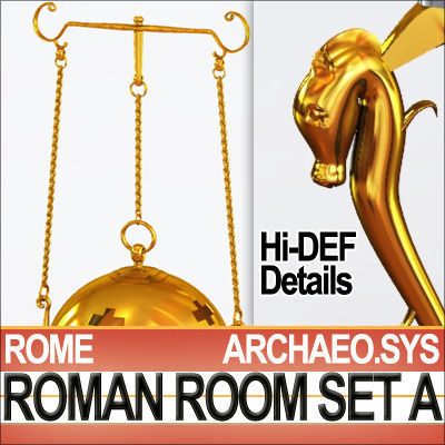 Ancient Roman Room Set A  12 Models with Candle Flame VFX 3D model_25