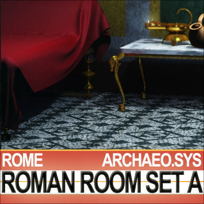 Ancient Roman Room Set A  12 Models with Candle Flame VFX 3D model_16