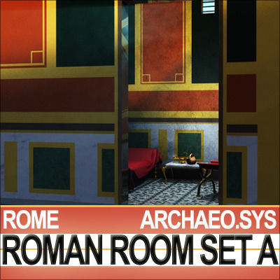 Ancient Roman Room Set A  12 Models with Candle Flame VFX 3D model_1