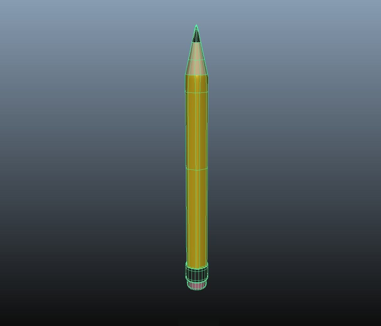 Pencil with Eraser 3D model_3