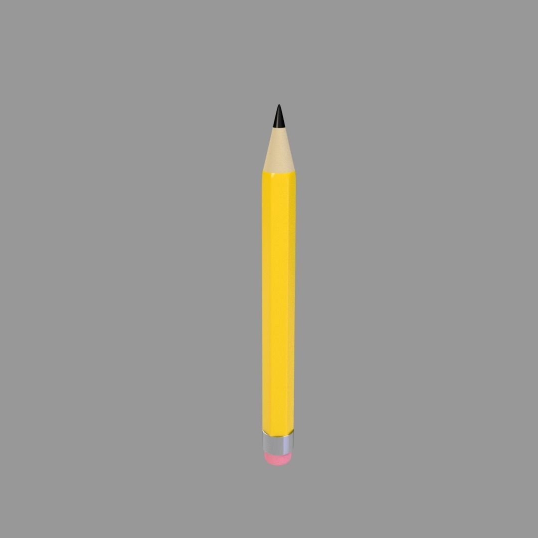 Pencil with Eraser 3D model_2