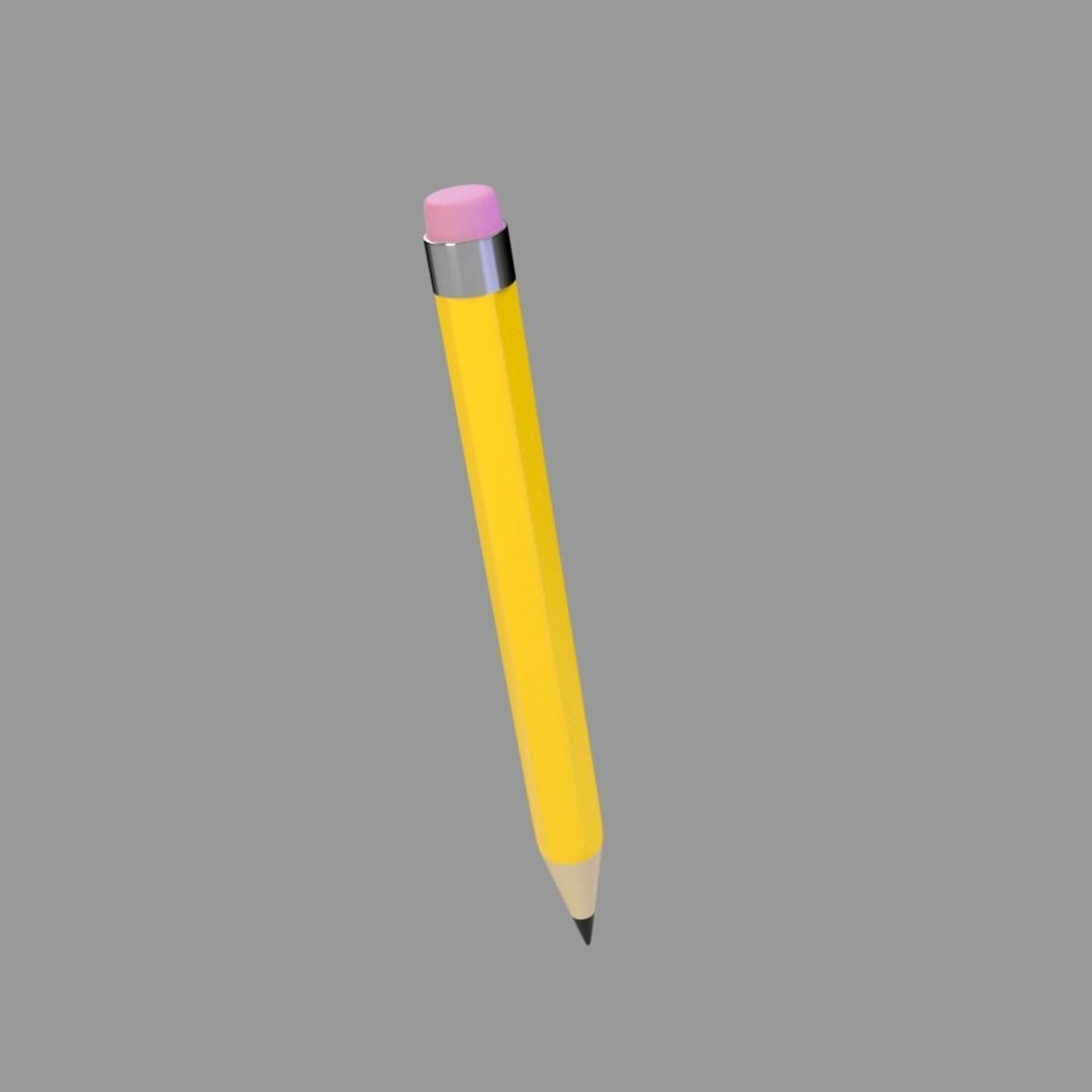 Pencil with Eraser 3D model_1